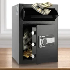 2,5 C Depository: Sikkerhedsboks med Drop Slot, adgangskoder og nøgler for ekstra beskyttelse.