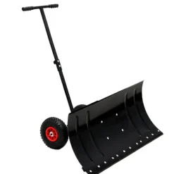 30" metal sneskovl med 15" højde og 2 hjul, justerbart vinkel- og højdehåndtag til nem snerydning, ergonomisk dobbeltrørsdesign