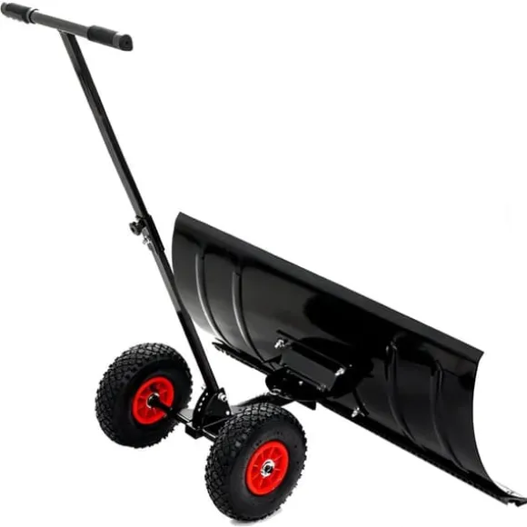 30" metal sneskovl med 15" højde og 2 hjul, justerbart vinkel- og højdehåndtag til nem snerydning, ergonomisk dobbeltrørsdesign