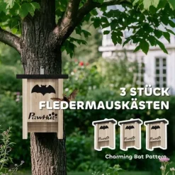 3 pakker flagermusreder, flagermuskasser til haver, frugthaver, gårde, nem ophængning, 18 x 6 x 22,5 cm
