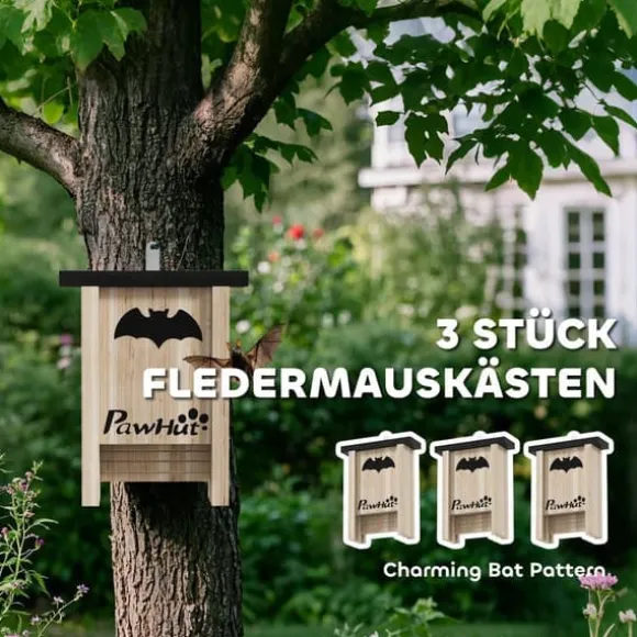 3 pakker flagermusreder, flagermuskasser til haver, frugthaver, gårde, nem ophængning, 18 x 6 x 22,5 cm