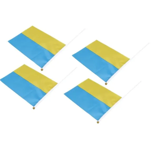10 set Ukraina handhållna flaggor Polyester blekningsbeständig mini lättvikts Ukraina handhållen stickflagga 11.0-11.8x7.9in