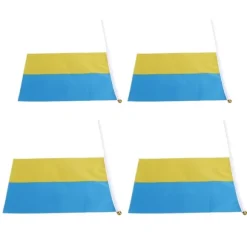 10 set Ukraina handhållna flaggor Polyester blekningsbeständig mini lättvikts Ukraina handhållen stickflagga 11.0-11.8x7.9in