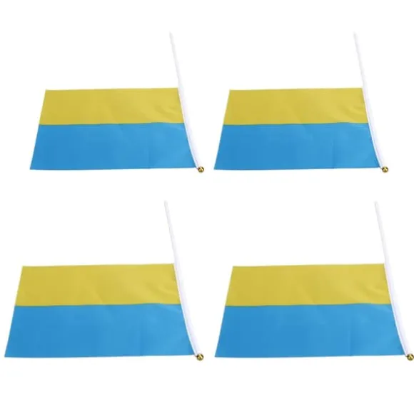 10 set Ukraina handhållna flaggor Polyester blekningsbeständig mini lättvikts Ukraina handhållen stickflagga 11.0-11.8x7.9in