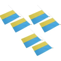 10 set Ukraina handhållna flaggor Polyester blekningsbeständig mini lättvikts Ukraina handhållen stickflagga 11.0-11.8x7.9in
