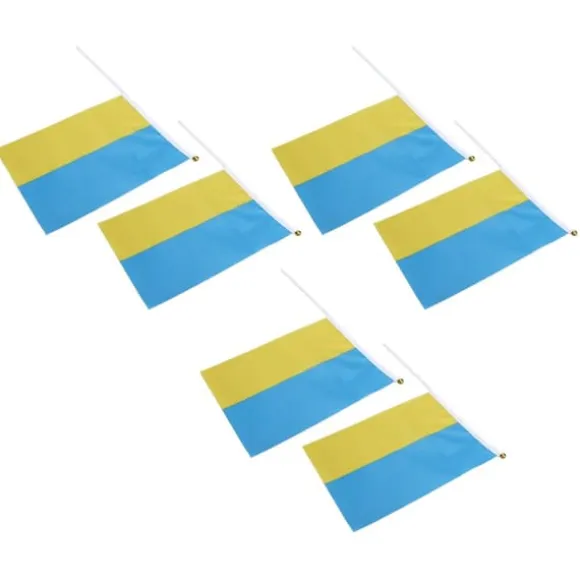 10 set Ukraina handhållna flaggor Polyester blekningsbeständig mini lättvikts Ukraina handhållen stickflagga 11.0-11.8x7.9in