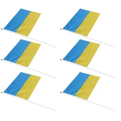 10 set Ukraina handhållna flaggor Polyester blekningsbeständig mini lättvikts Ukraina handhållen stickflagga 11.0-11.8x7.9in