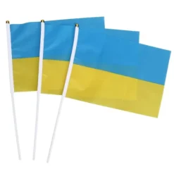 10 set Ukraina handhållna flaggor Polyester blekningsbeständig mini lättvikts Ukraina handhållen stickflagga 11.0-11.8x7.9in