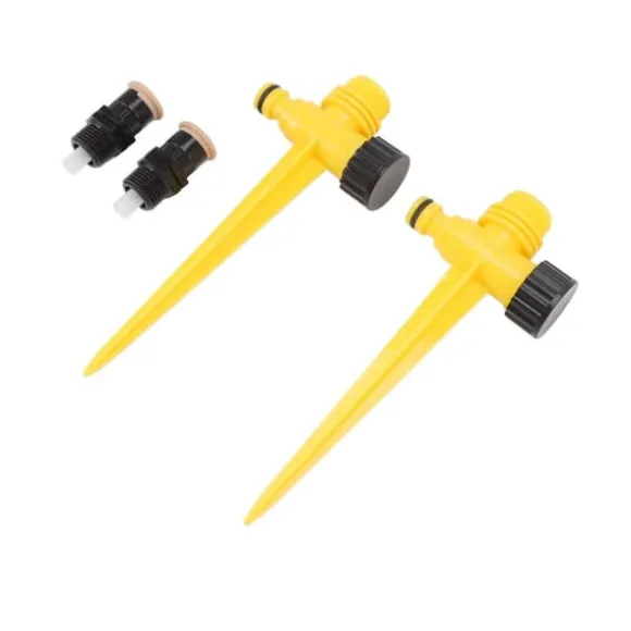 2 sæt 360 graders roterende havesprinkler jordstik type McGonagall sprinklerhoved til drypvanding grøn køling
