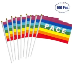 50/100 st Mini Peace Flag Rainbow Pacifist Flag Handhållen Polyester Peace Flagga