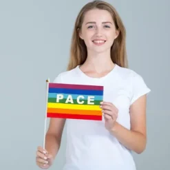 50/100 st Mini Peace Flag Rainbow Pacifist Flag Handhållen Polyester Peace Flagga