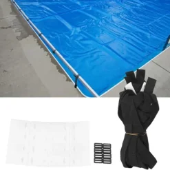 8 sæt swimmingpoolrullebånd soldækselhjulsmonteringssæt med snorplader og spænder