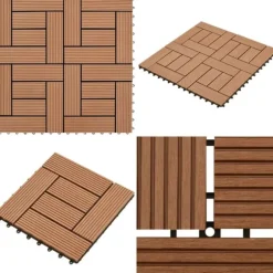 11 stk. Brune 30 x 30 cm dækningsfliser WPC 1 m2 - - Home & Living