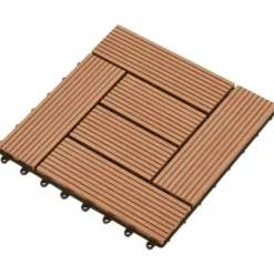11 stk. Brune 30 x 30 cm dækningsfliser WPC 1 m2 - - Home & Living