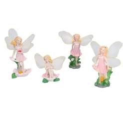 4 Stk Flower Fairies Figurer Statue Have Home Ornament Resin Model Miniature Landscape Decor