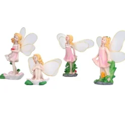4 Stk Flower Fairies Figurer Statue Have Home Ornament Resin Model Miniature Landscape Decor