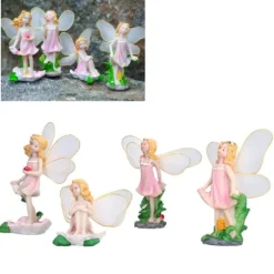 4 Stk Flower Fairies Figurer Statue Have Home Ornament Resin Model Miniature Landscape Decor
