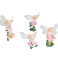 4 Stk Flower Fairies Figurer Statue Have Home Ornament Resin Model Miniature Landscape Decor