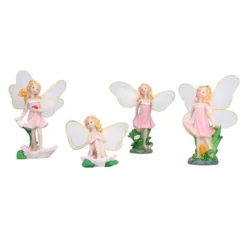 4 Stk Flower Fairies Figurer Statue Have Home Ornament Resin Model Miniature Landscape Decor