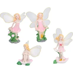 4 Stk Flower Fairies Figurer Statue Have Home Ornament Resin Model Miniature Landscape Decor