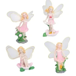 4 Stk Flower Fairies Figurer Statue Have Home Ornament Resin Model Miniature Landscape Decor