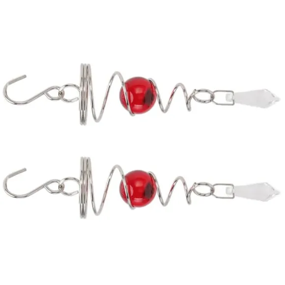 2 stk. Gazing Ball Spiral Halevindspinner Stabilisator Rustfrit Stål Spiral Vindklokke Til Udendørs Rød