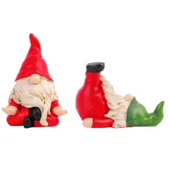 2 stk. gnome-statue, sjov, fræk havenisse-figurdekoration, mini julenissedekoration