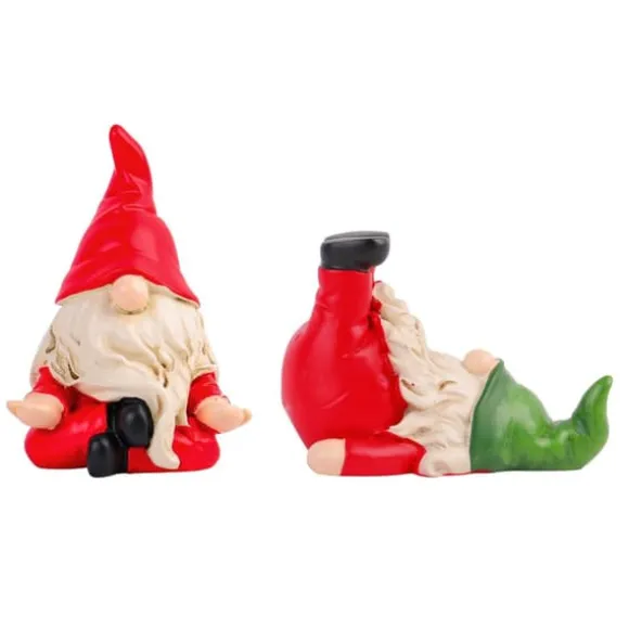 2 stk. gnome-statue, sjov, fræk havenisse-figurdekoration, mini julenissedekoration