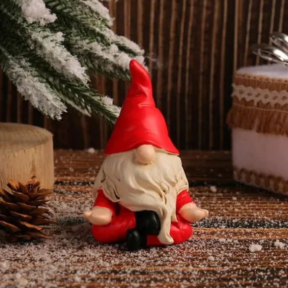 2 stk. gnome-statue, sjov, fræk havenisse-figurdekoration, mini julenissedekoration