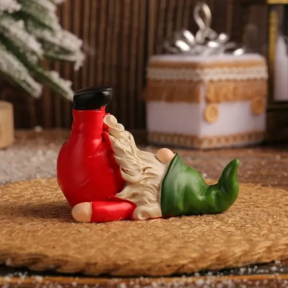 2 stk. gnome-statue, sjov, fræk havenisse-figurdekoration, mini julenissedekoration