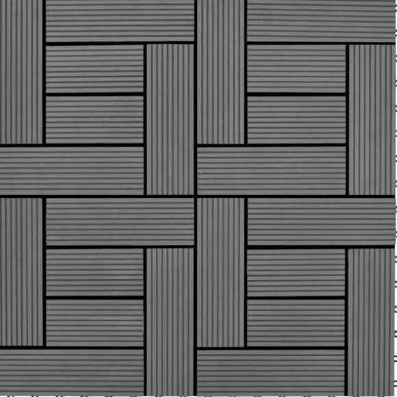11 stk. Grå 30 x 30 cm kompositfliser WPC 1 m2 - - Home & Living