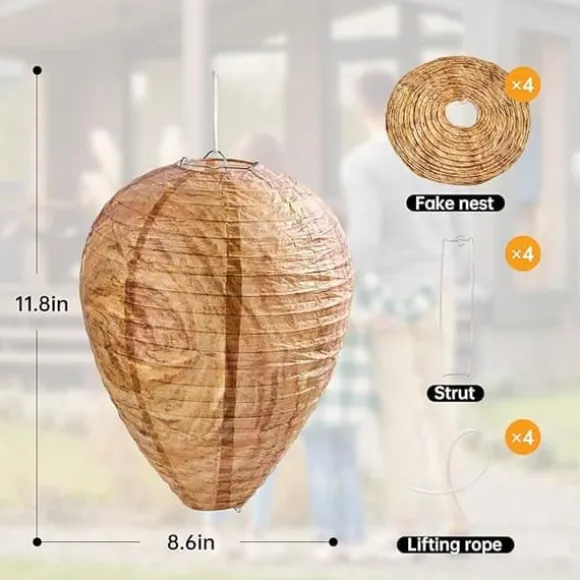 4 stk Hveps fælder giftfri papirlokkemad, afskrækkende for bier - Hvepsebo