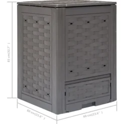 2 stk. kompostbeholdere i rattanlook - UV-bestandige affaldsspande | Størrelse: 60x60x83 cm | Farve: Brun
