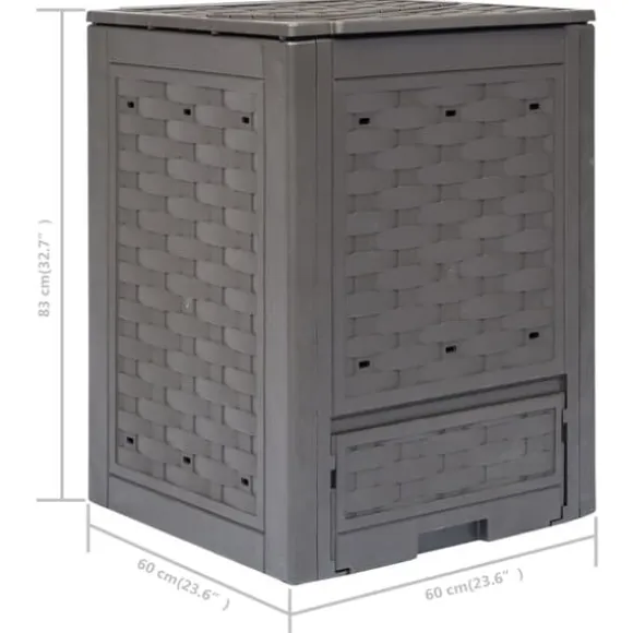 2 stk. kompostbeholdere i rattanlook - UV-bestandige affaldsspande | Størrelse: 60x60x83 cm | Farve: Brun