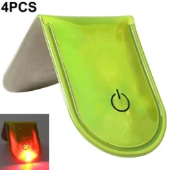 4 stk LED-lys Magnetiske Clips Sikkerhed Løbenat Campingaktiviteter - Fluorescerende