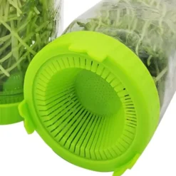 4 stk. let skylle- og afdrypningsvenlige plastikspirelåg til brede krukker