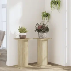 2 stk. plantestativer i konstrueret træ - Stabil og slidstærk | Størrelse: 30x30x60 cm | Farve: Sonoma-eg