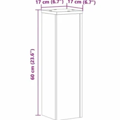 2 stk. plantestativer i konstrueret træ - Blomsterstativ | Størrelse: 17x17x60 cm | Farve: Egetræsfarvet