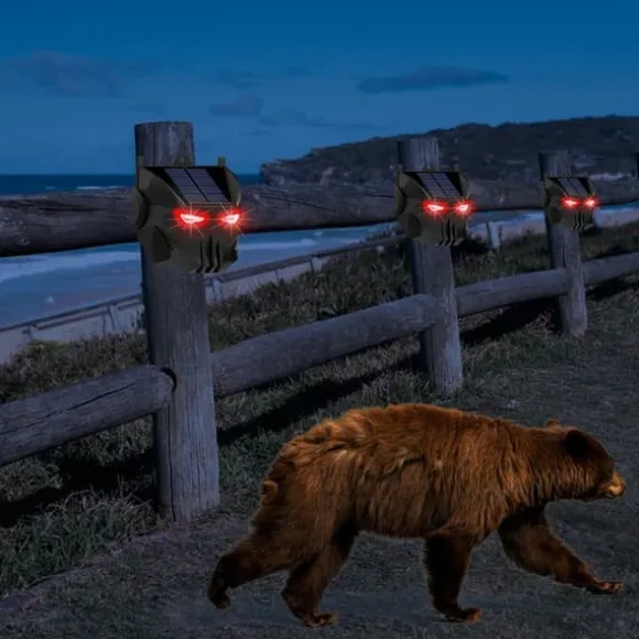 2 stk solcelledrevet dyreafvisende lampe Rød LED blinkende rovdyr afskrækkende lys