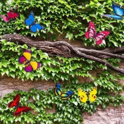 50 stk. sommerfuglehavedekoration, 8 cm dekorativ kunstig vandtæt sommerfugl til buket udendørs indendørs havekunst terrasse urtepotte blomsterbed bo | CDON