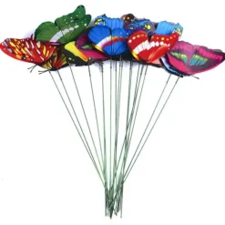 50 stk sommerfuglepinde til have, havedekorationer, sommerfuglepotter, miniature havedekorationer til indendørs og udendørs brug (assorterede farver) | CDON