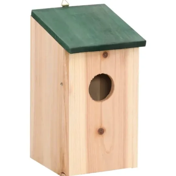 4 stk. træfuglehuse med grønt tag - Dekorative redekasser | Størrelse: 12x12x22 cm