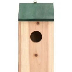 4 stk. træfuglehuse med grønt tag - Dekorative redekasser | Størrelse: 12x12x22 cm