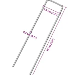 25 stk. U-facon jordpløkker - Galvaniseret stål | Størrelse: 15x3,5 cm