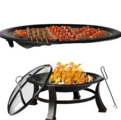 30" Stål Udendørs Bålplads, Varmebestandig, Nem Samling BBQ Grill