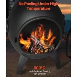 18 Tommer Chiminea, Outdoor Brændeovn, med Grillnet og Skorstensbeklædning
