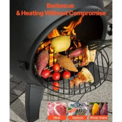 18 Tommer Chiminea, Outdoor Brændeovn, med Grillnet og Skorstensbeklædning