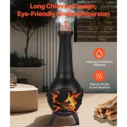 18 Tommer Chiminea, Outdoor Brændeovn, med Grillnet og Skorstensbeklædning