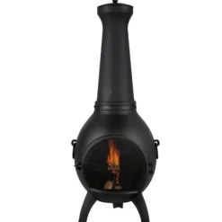 18 Tommer Chiminea, Outdoor Brændeovn, med Grillnet og Skorstensbeklædning