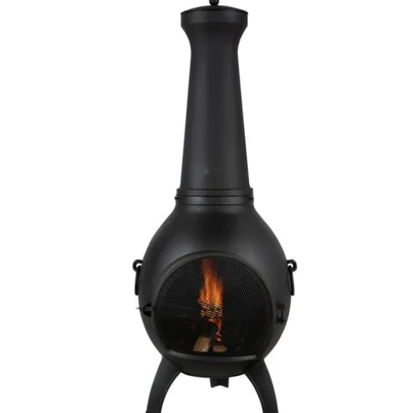 18 Tommer Chiminea, Outdoor Brændeovn, med Grillnet og Skorstensbeklædning